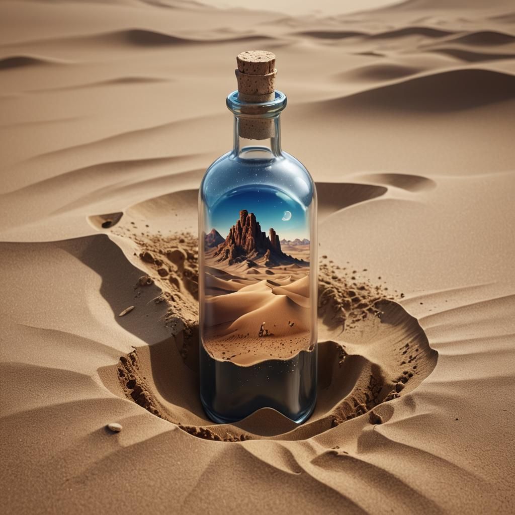 Desert Sand Swallows Empty Bottle: Matte Painting