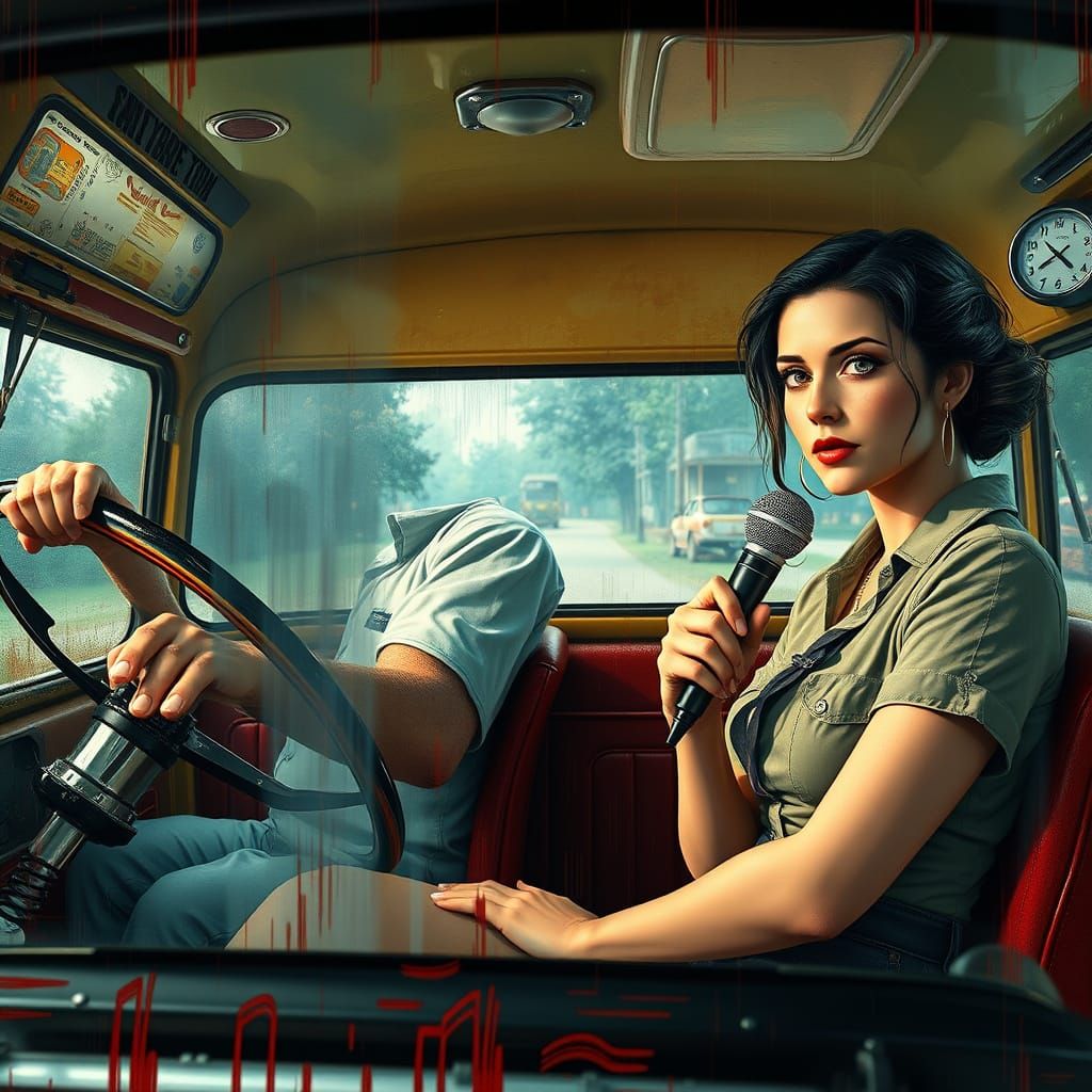 Vintage Bus Driver and Tour Guide: A Retro Portrait