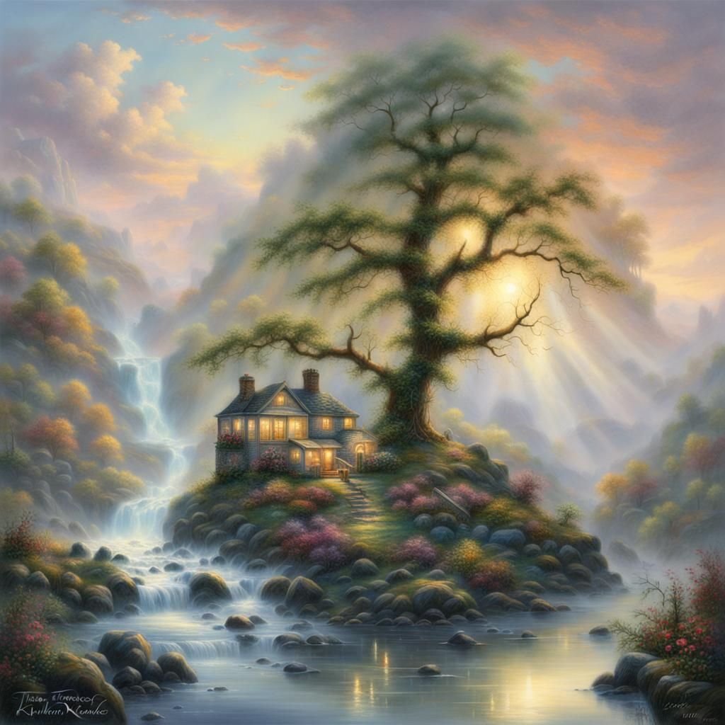 Ethereal Misty Landscape in Luminist Style