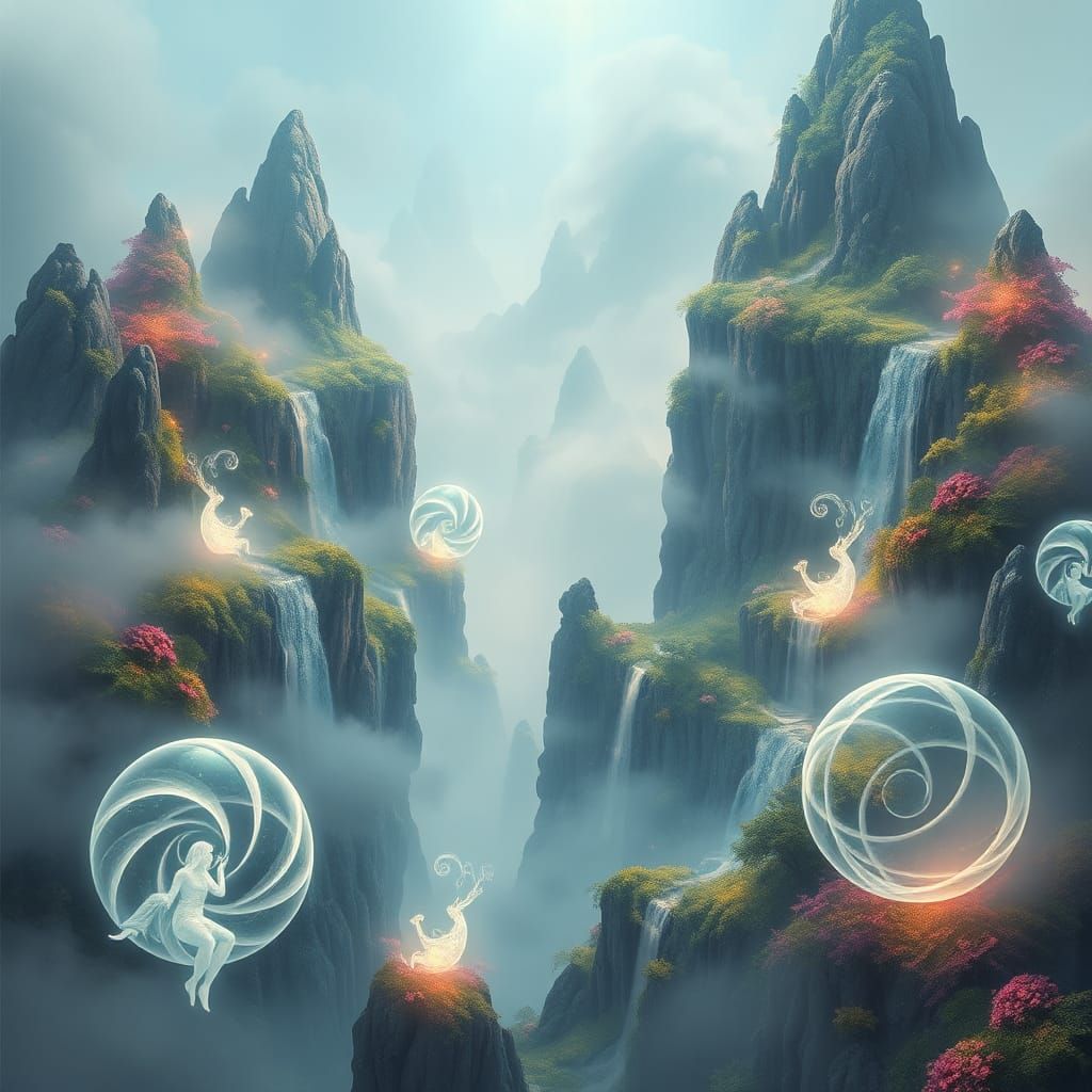 Mystical Sky Islands with Crystal Palaces