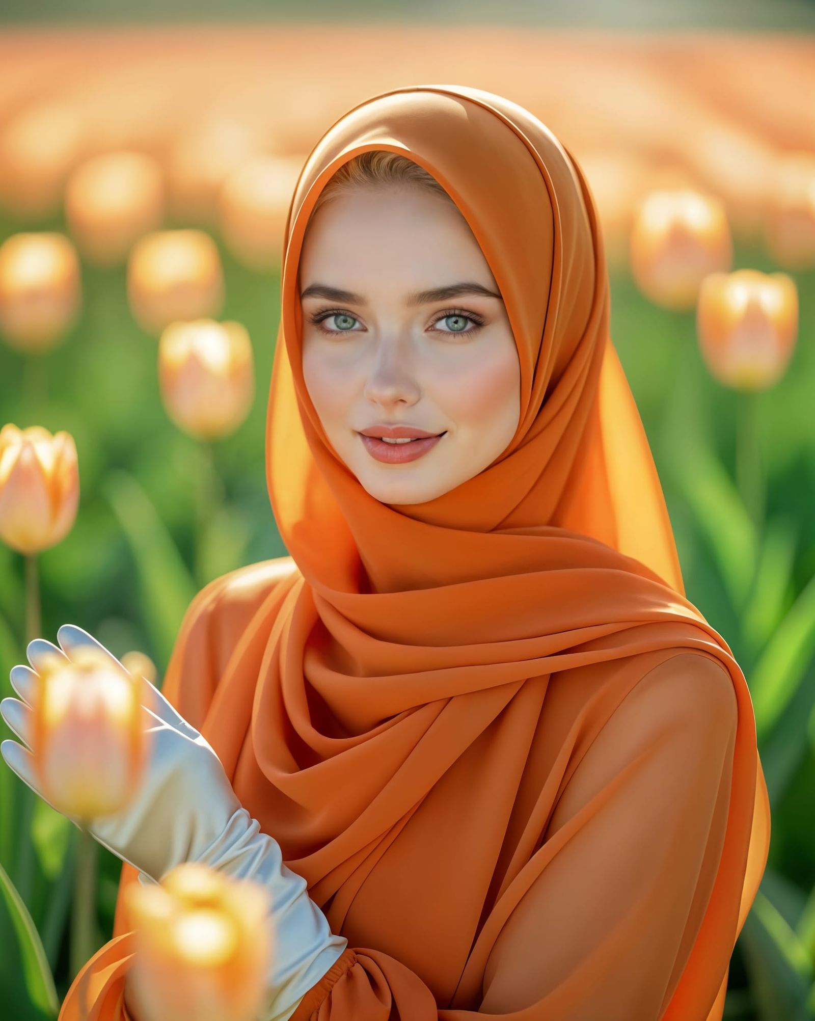 Portrait of a Dutch Woman in Orange Hijab