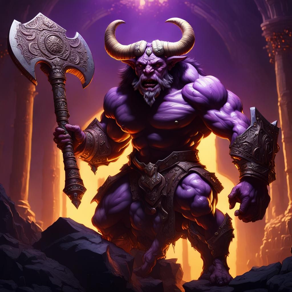 Minotaur with Axe: Dark Fantasy Concept Art
