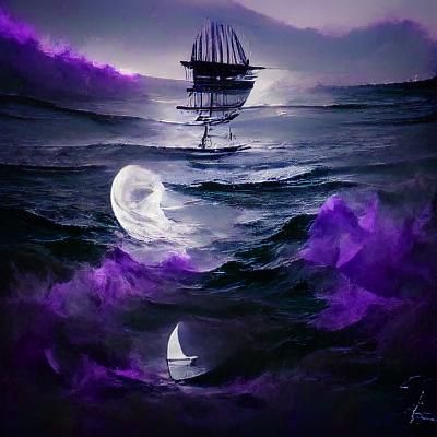 Crystal Moonlit Ship Ready to Sail