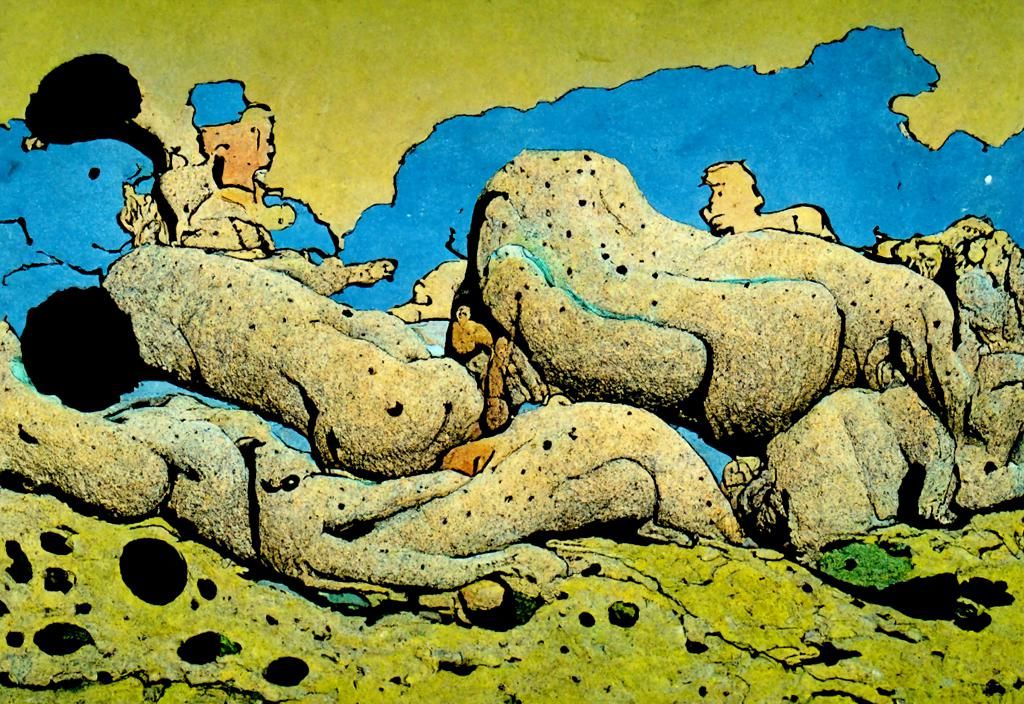 Realistic Roman Orgy in Cell-Shaded Style