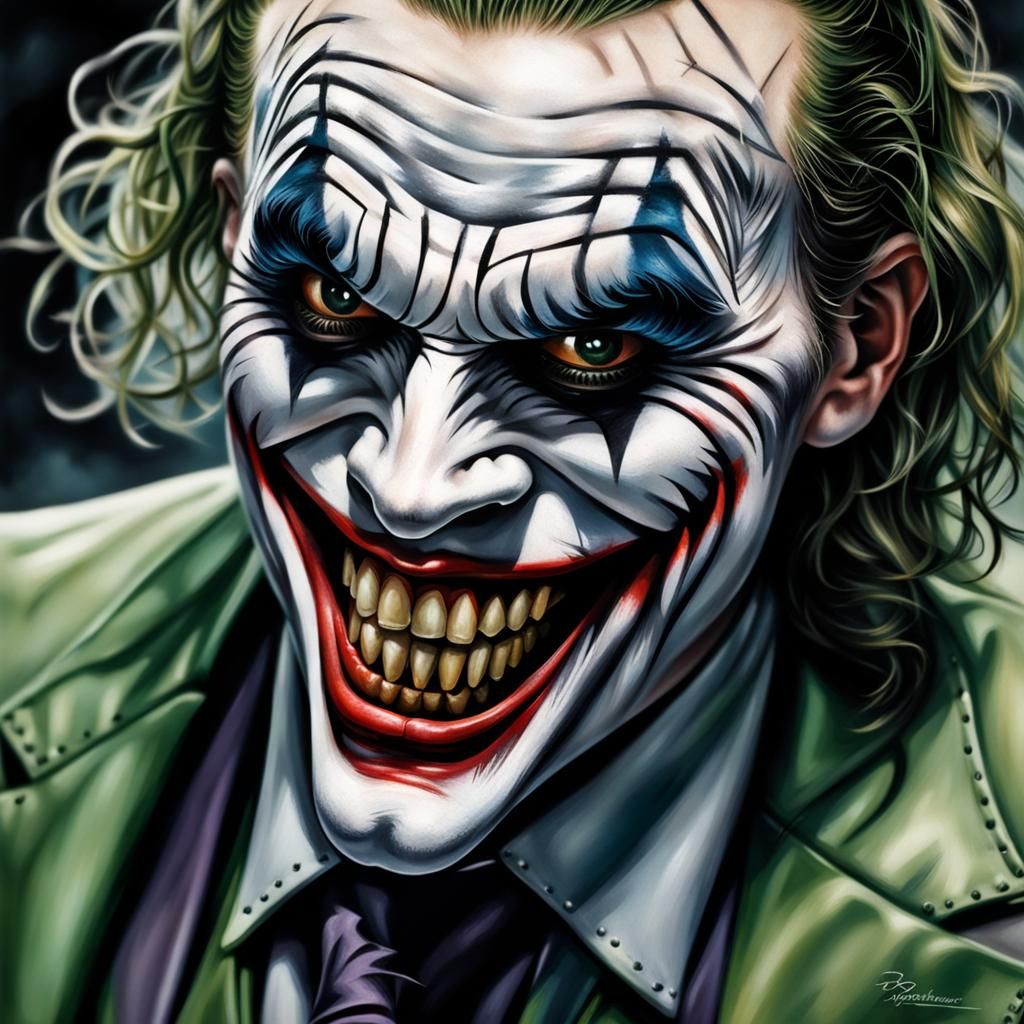 Hyperrealistic Close-Up Portrait of a Joker-like Character