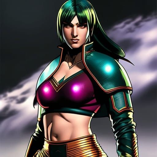 Female Fighter as Video Game Art in Anime Style