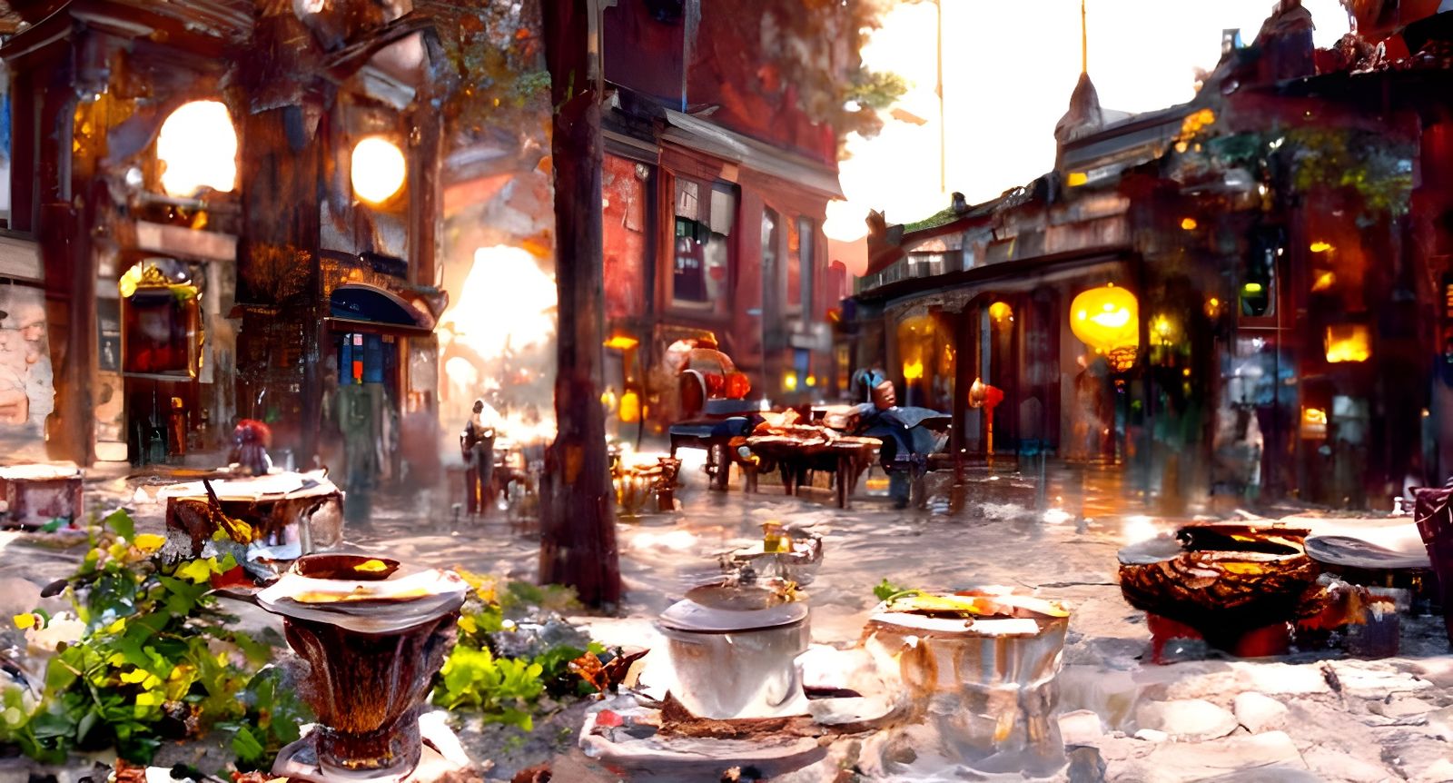 Rainy Night in Philadelphia: Coffeehouse Terrace View