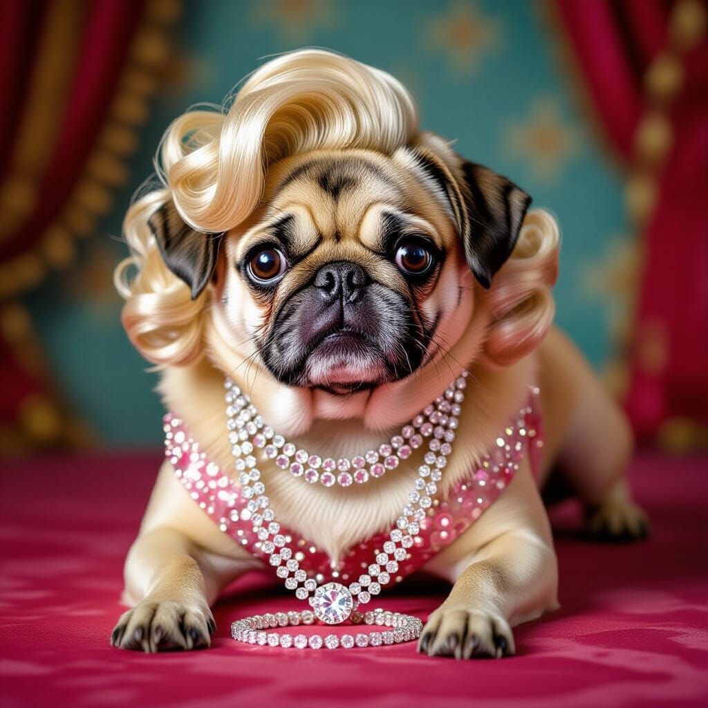 Pug as Marilyn Monroe in Hollywood Portrait