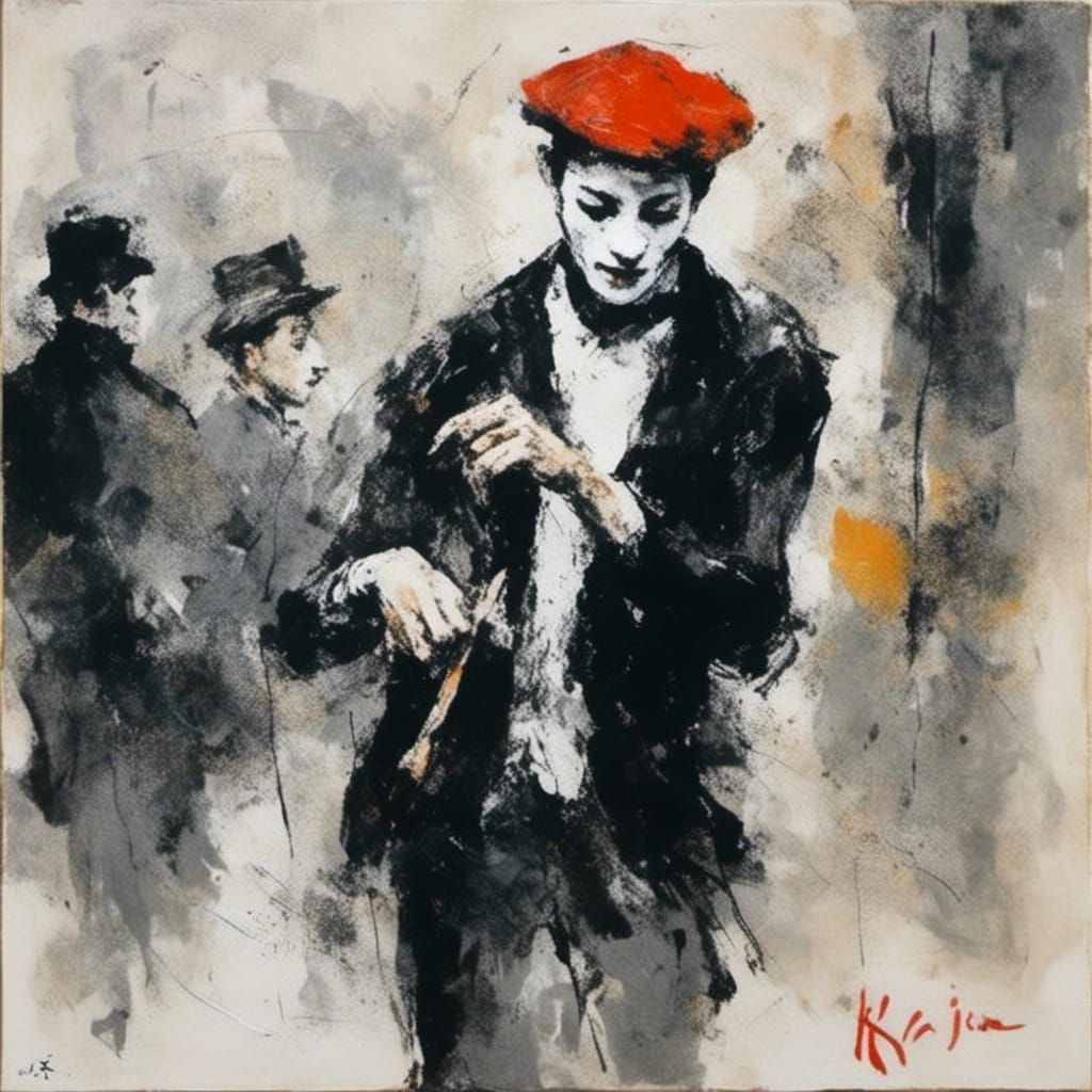 Parisian Mime Artist in Manga Style