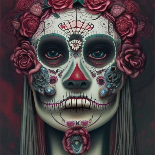woman day of the dead mexico, in the style of james jean, zd...