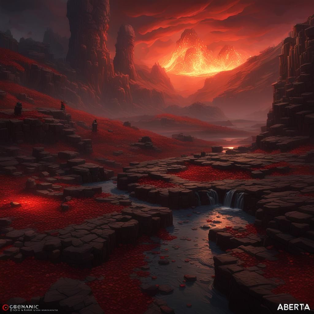 Fiery-Eyed Demon with Sword in Dark Fantasy Style