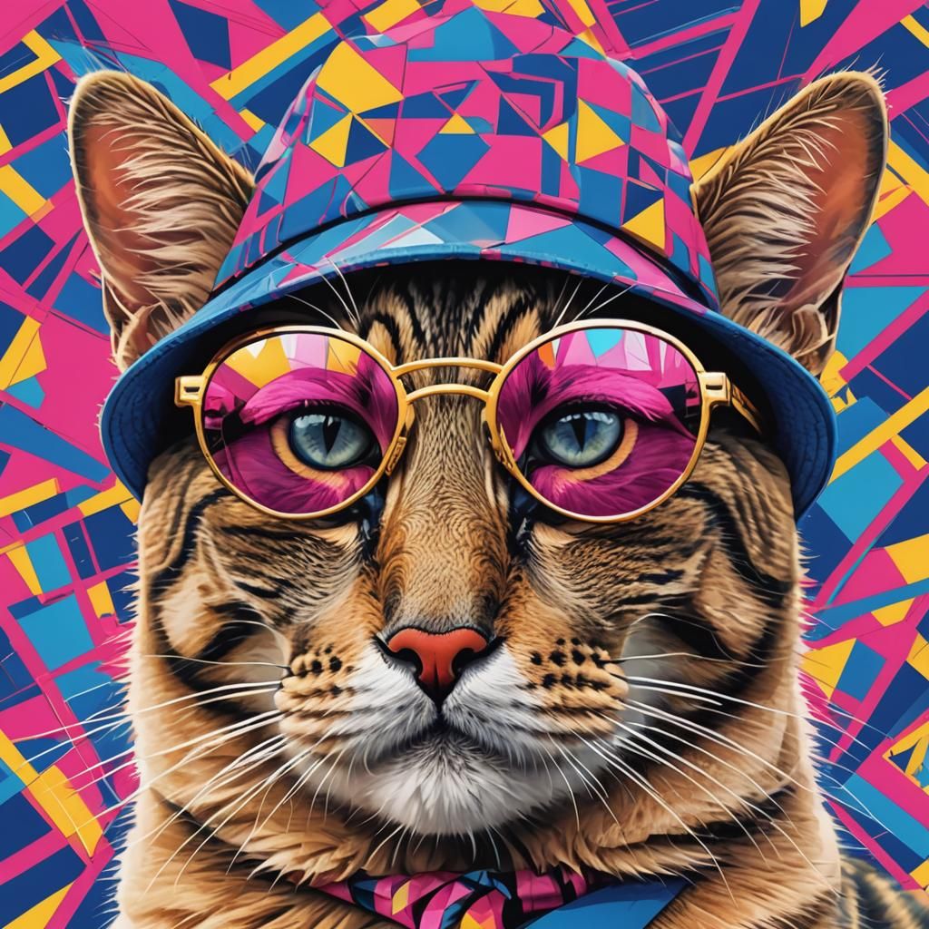 Futuristic Feline in Bold Bauhaus Style