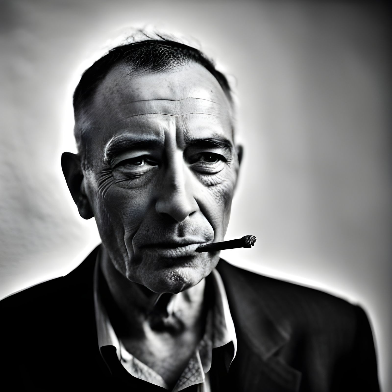 Portrait of Man Smoking Pipe in Ambient Light
