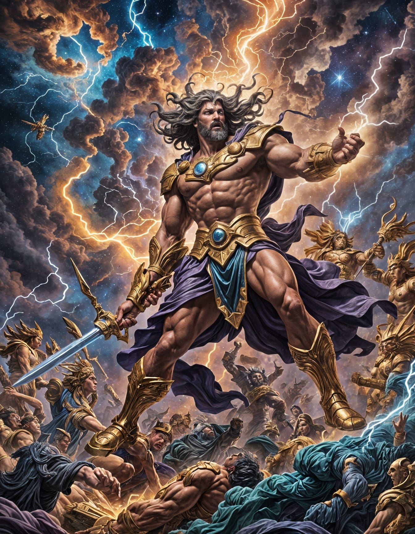 Zeus Leads Rebellion Against Cronos and the Titans