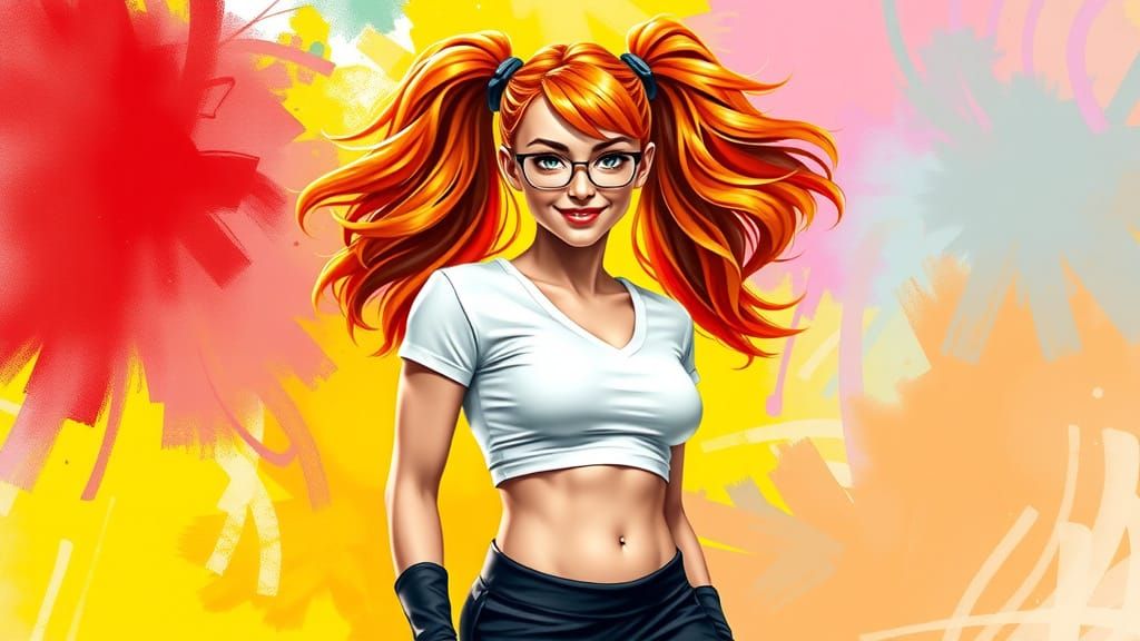 Confident Fitness Enthusiast in Vibrant Digital Art