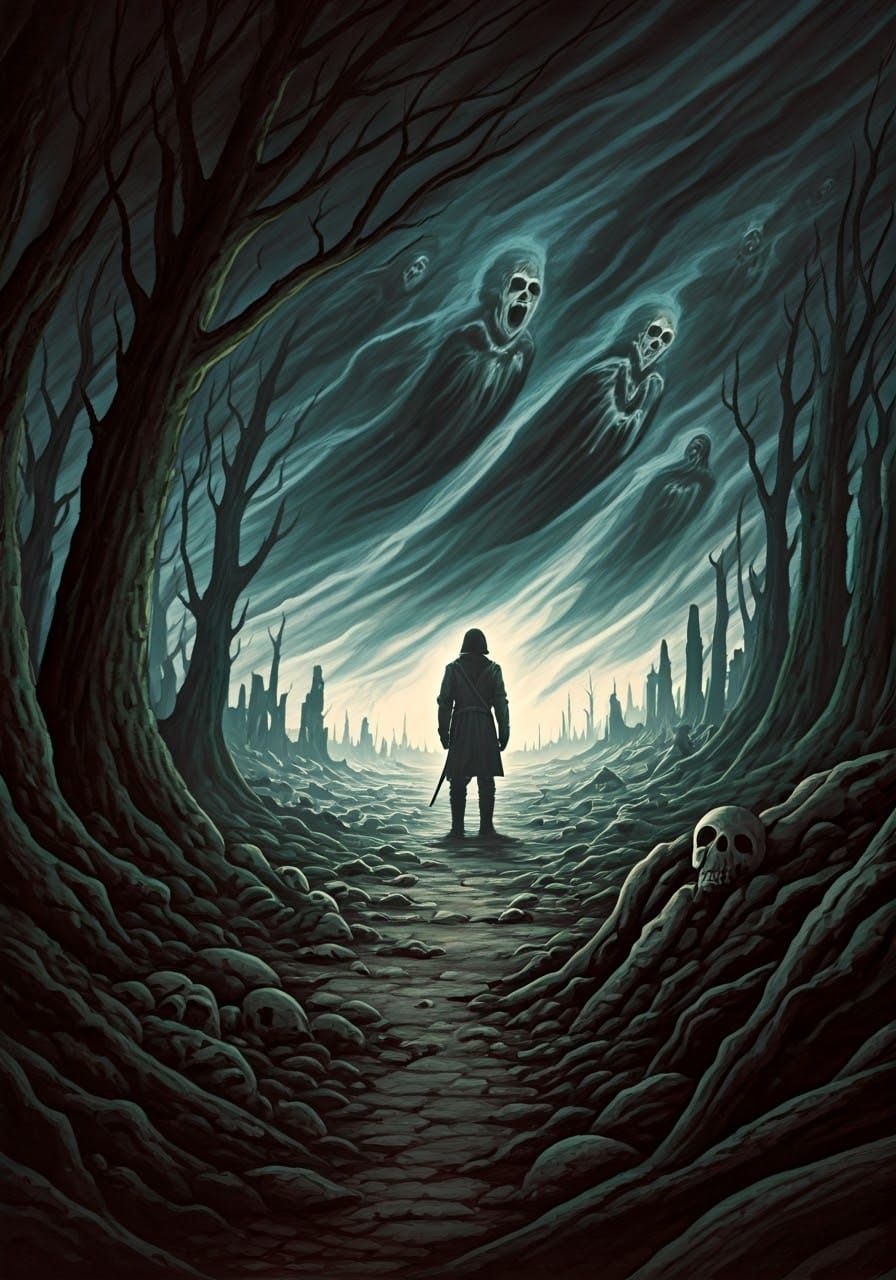 Desolate Battlefield: 1970s Dark Fantasy Art