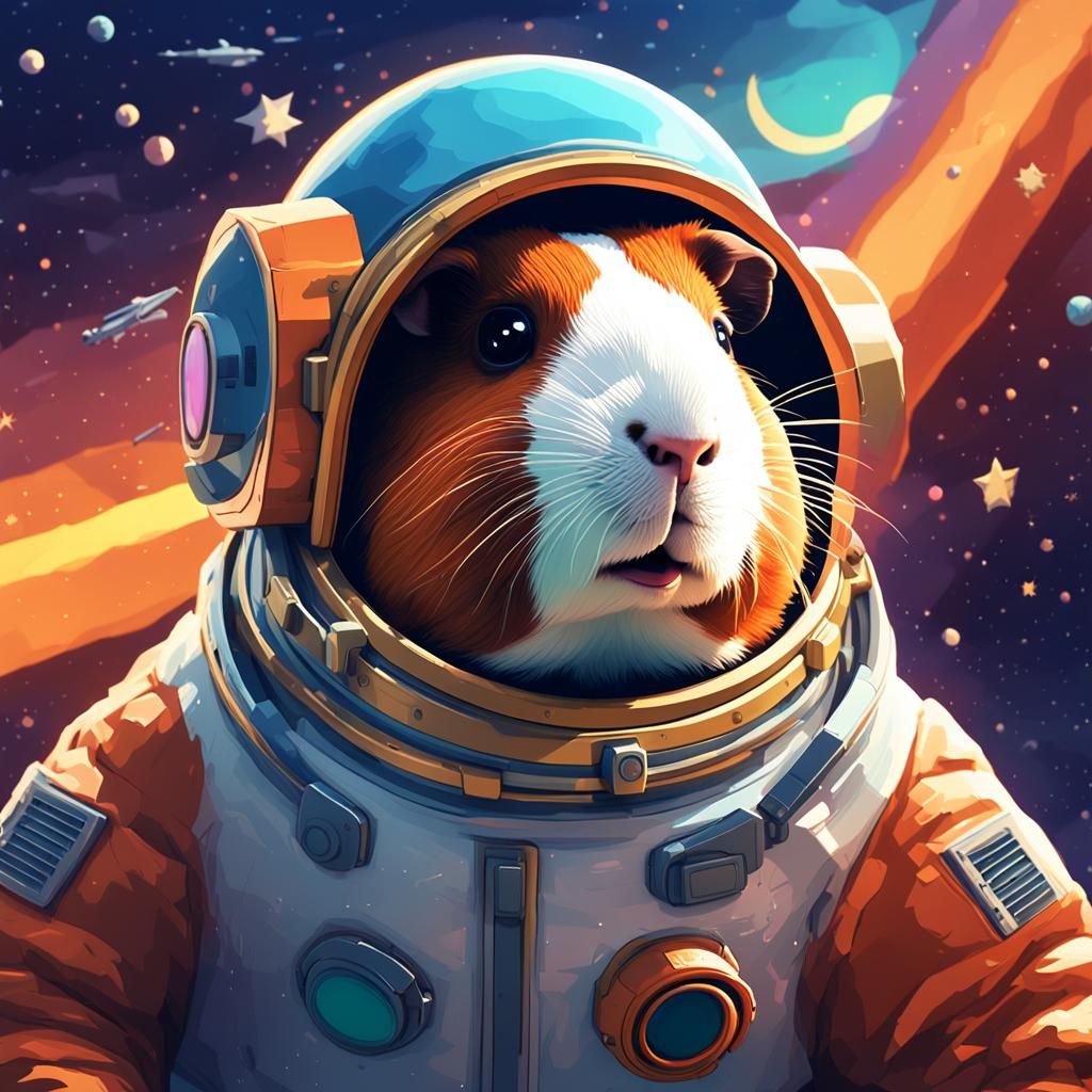 Guinea Pig Astronaut in Space: Digital Rendering