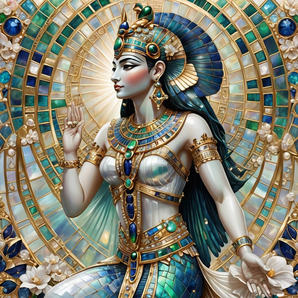 Goddess Isis Jewelry 3D Rendering with Iridescent Texture