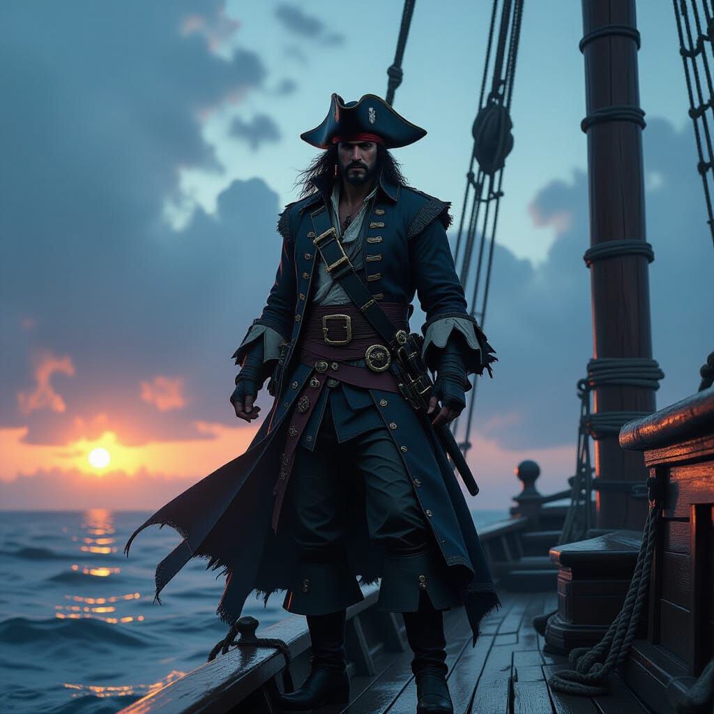 Pirate Captain Silhouette at Twilight
