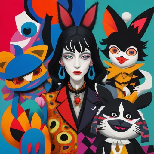 Surreal Puppets' Collage in Dreamlike Cubism Style