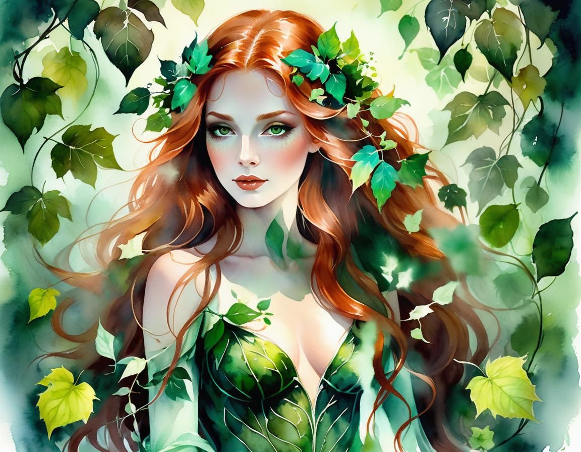 Ethereal Bio Art of a Woman with Leaves