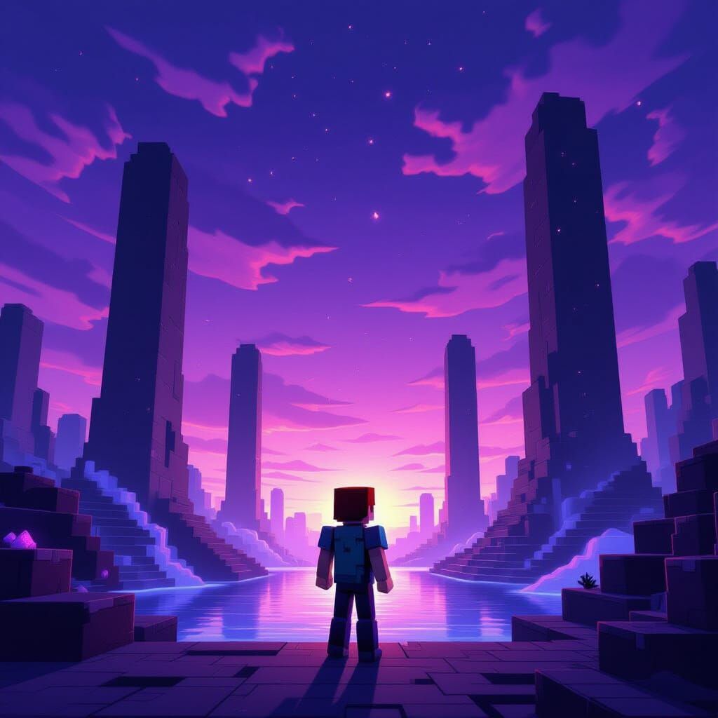 Minecraft Character in The End: A Dystopian Vision