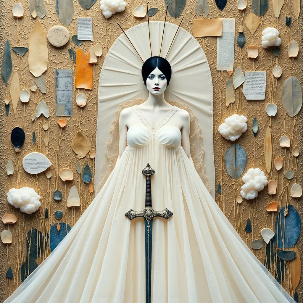 Japanese Yūrei Spirit in Mixed-Media Collage