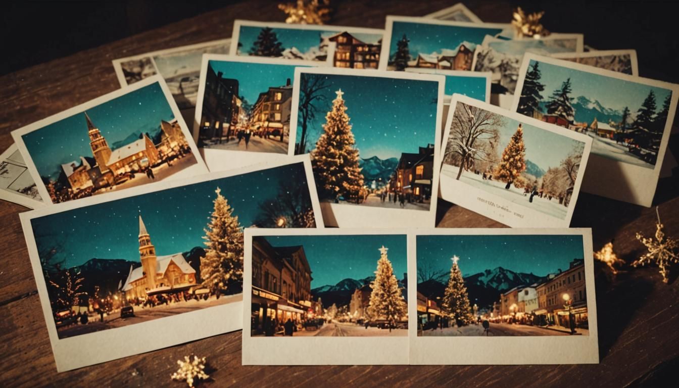 Vintage Holiday Postcards in Double Exposure Style