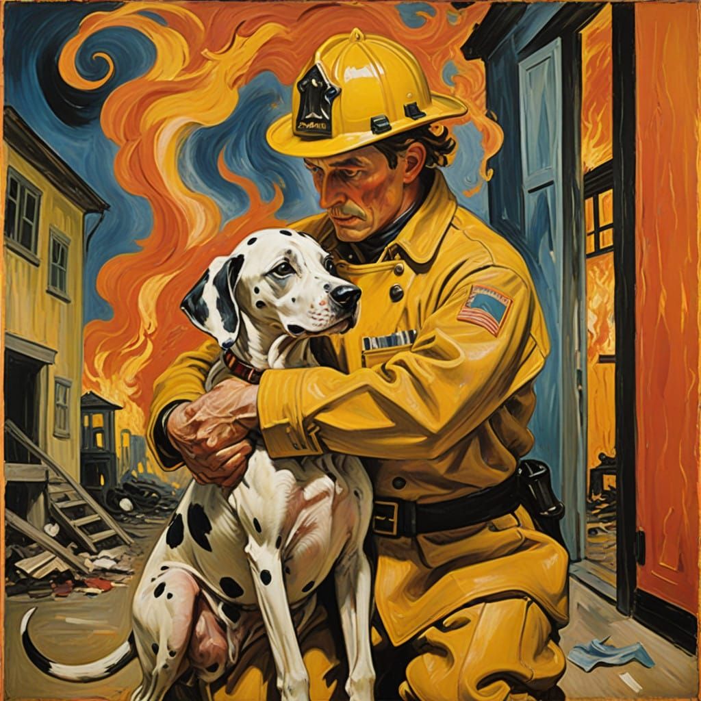 Dalmatian Firefighter Saves Child from Inferno
