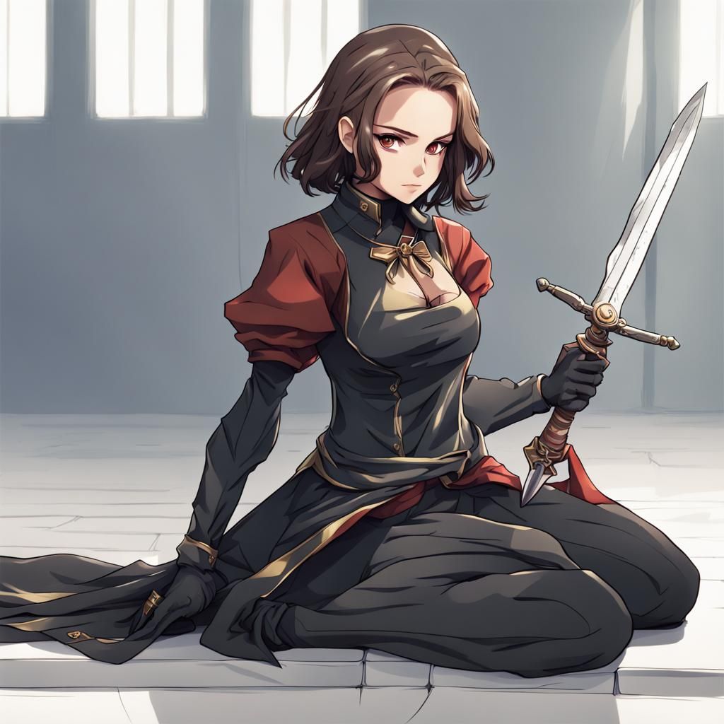 Anime Style Warrior Woman with Dagger