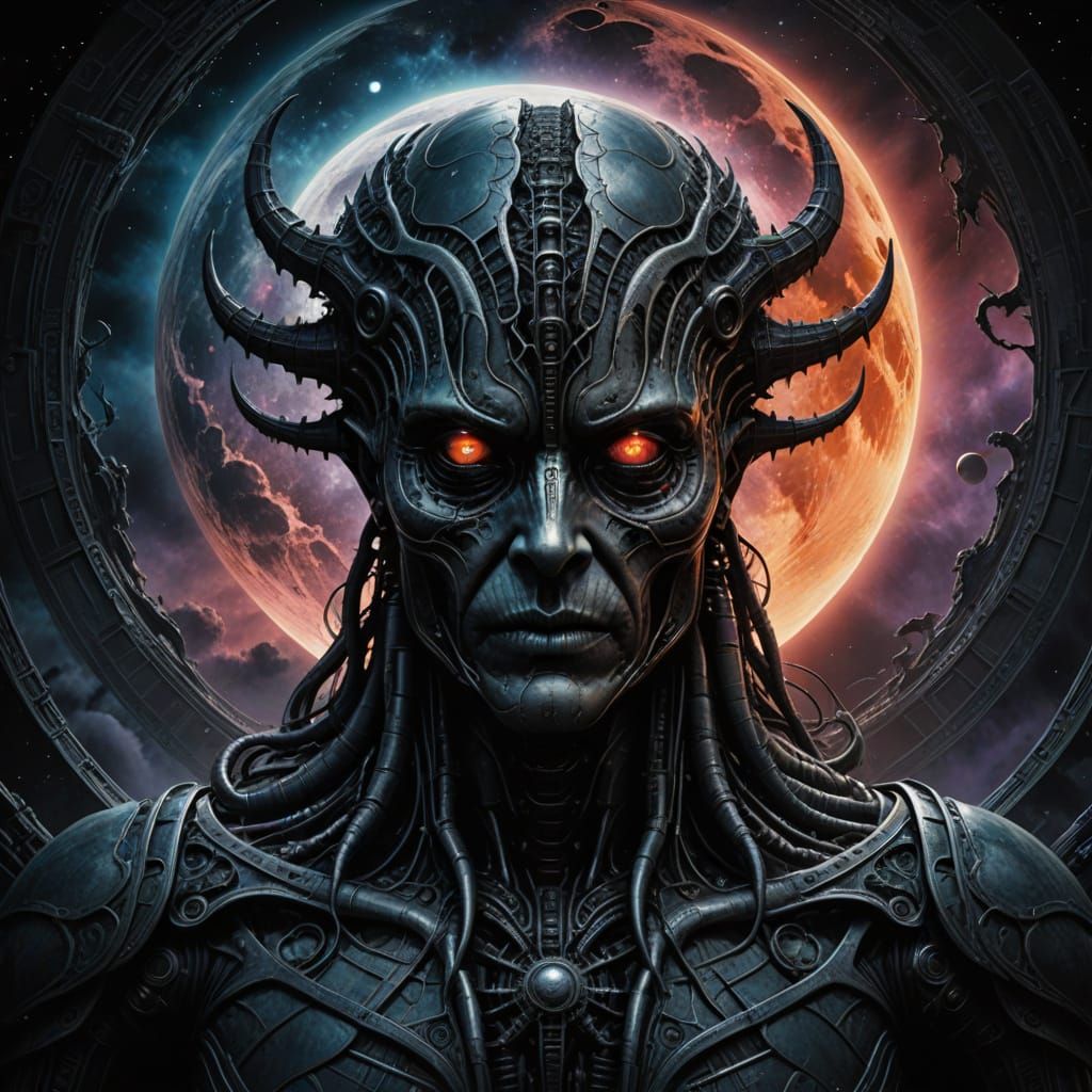 Ethereal Lunar Eclipse in Vibrant Oil Painting Style