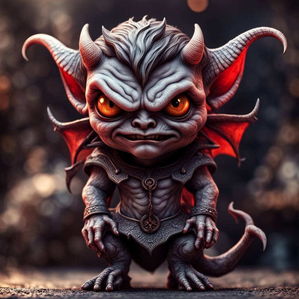 Hyperrealistic Cute Devil Imp in High Definition