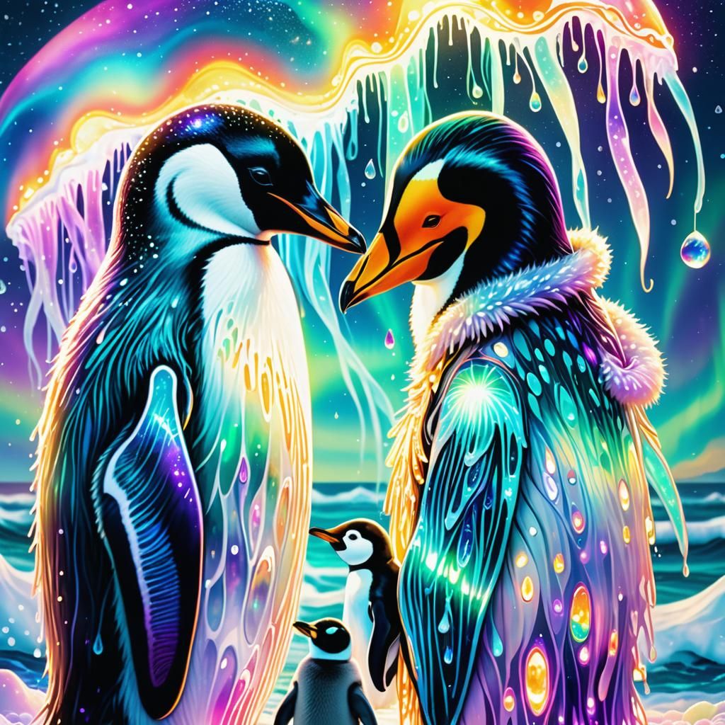 Eskimo and Penguin Friendship in Visionary Art