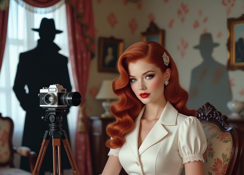 Surreal 1950s Hollywood Temptress with Voyeur