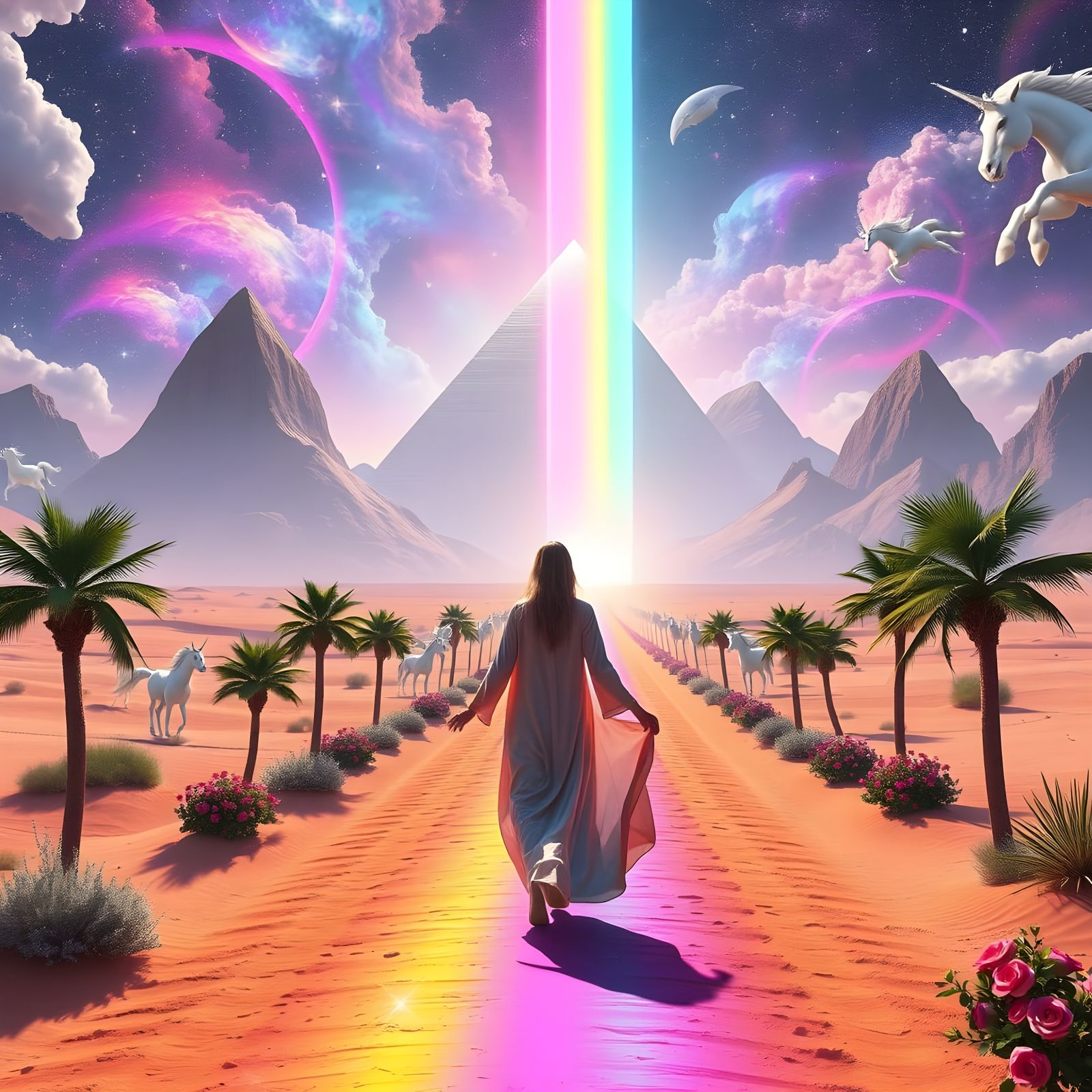 Surreal Futuristic Landscape with Interdimensional Portals a...
