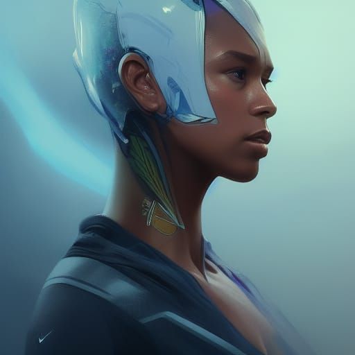 Detailed Portrait with Dynamic Lighting in Art Nouveau Style