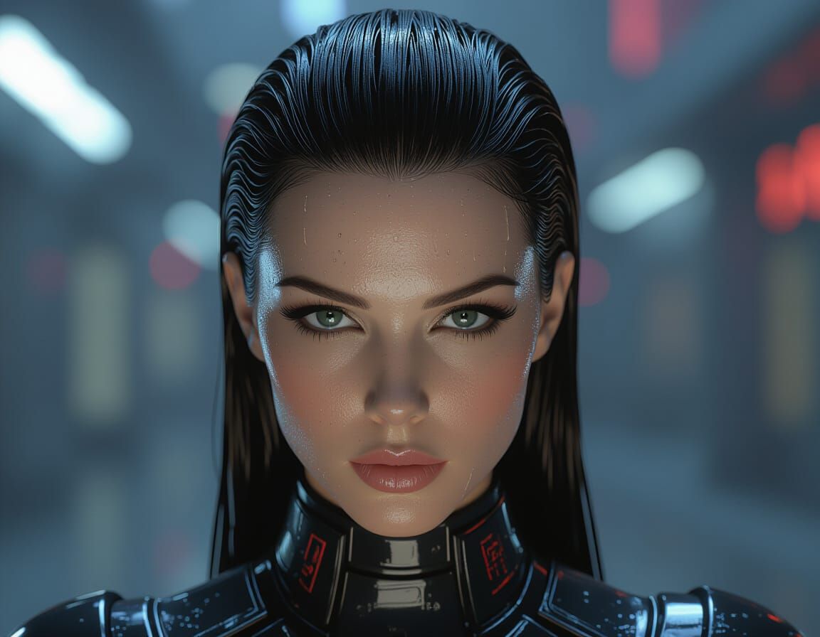 Cyberpunk Hairstyle with High-Gloss Finish