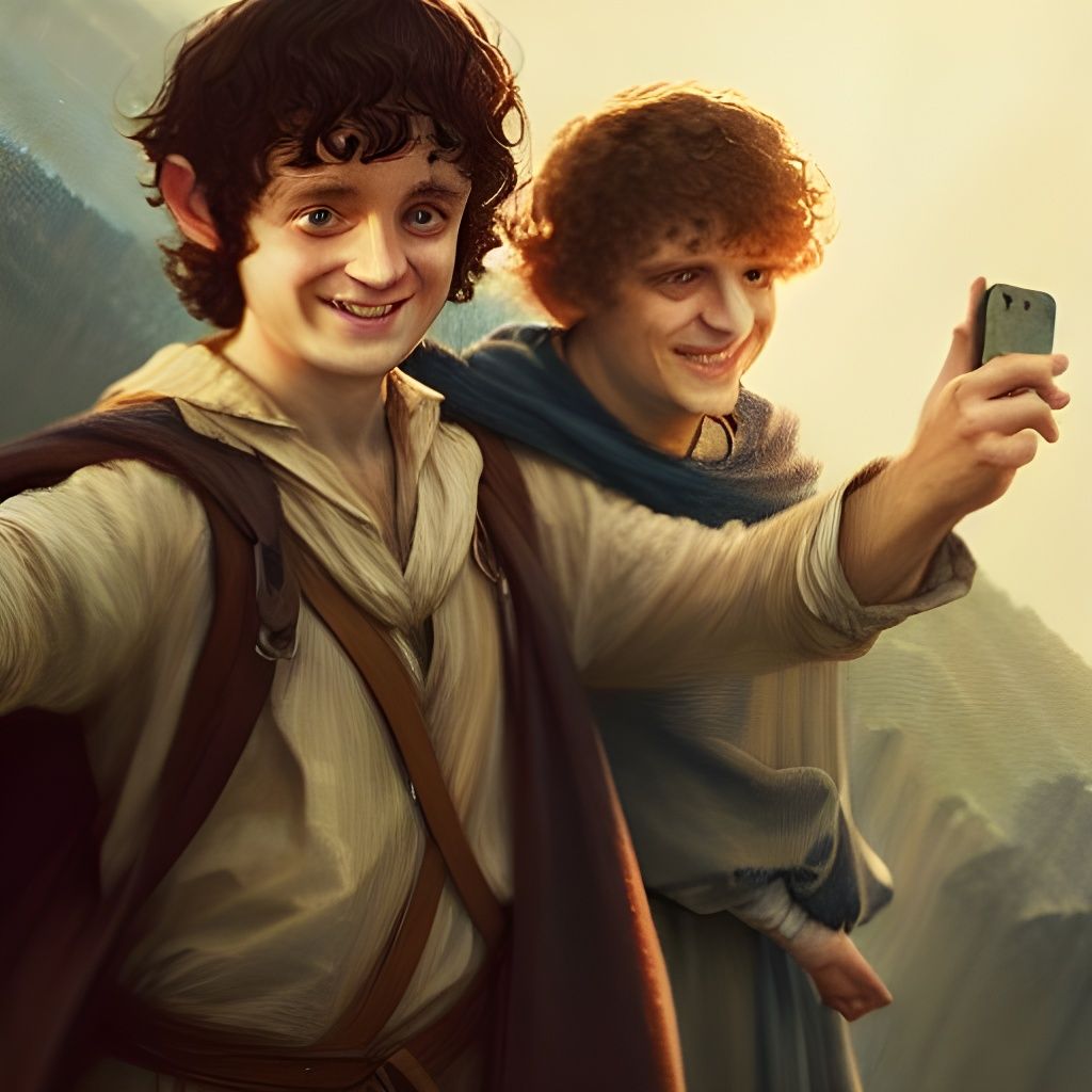 Frodo and Samwise Take a Selfie, Digital Art