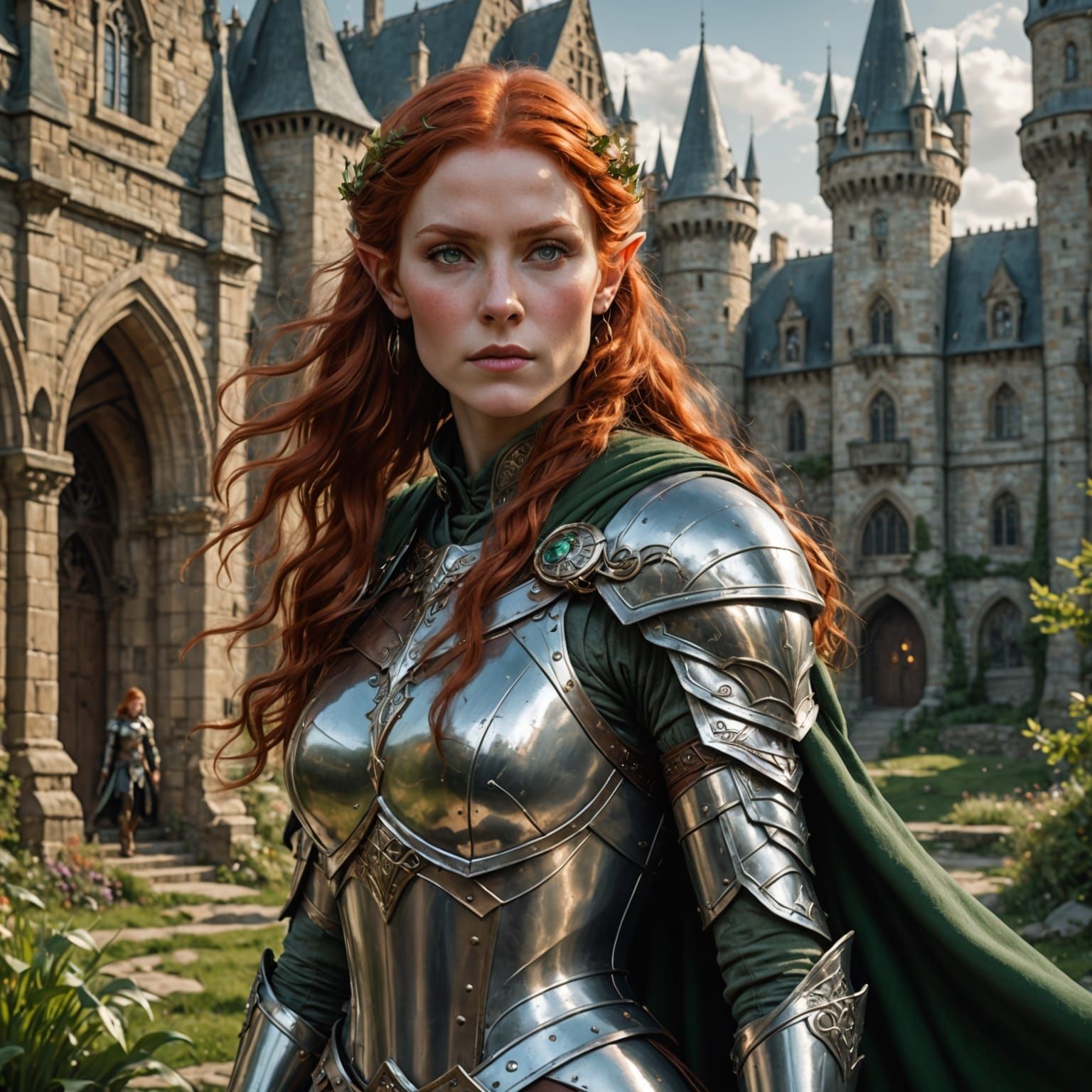 Elf Captain in Silver Armor Digital Portrait