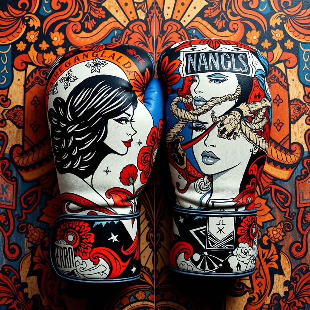 Chicano Art Boxing Gloves for Female Boxer