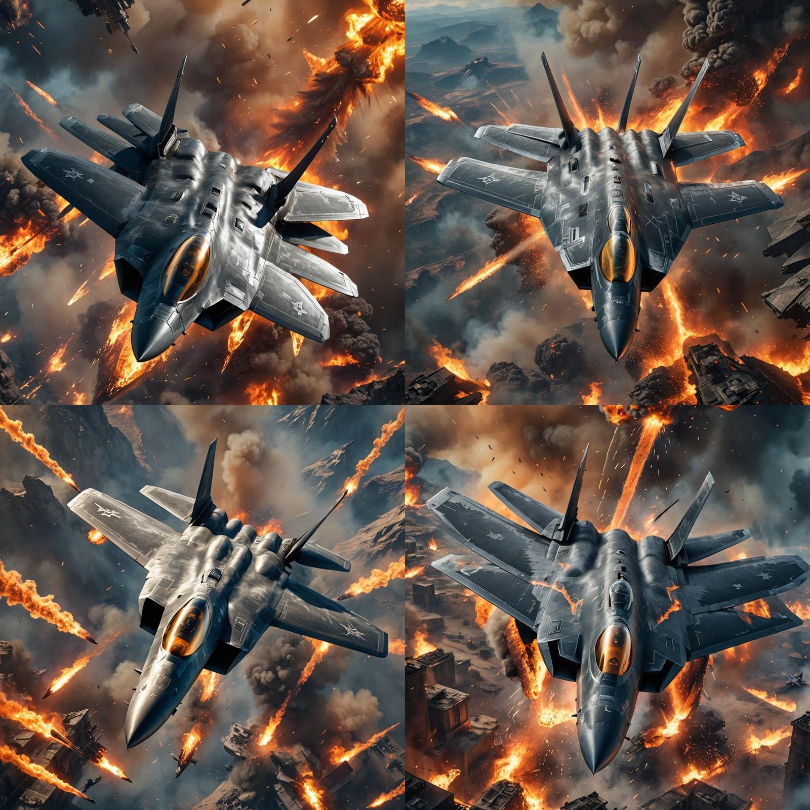 F-22 Fighter Jet in Fiery Digital Painting