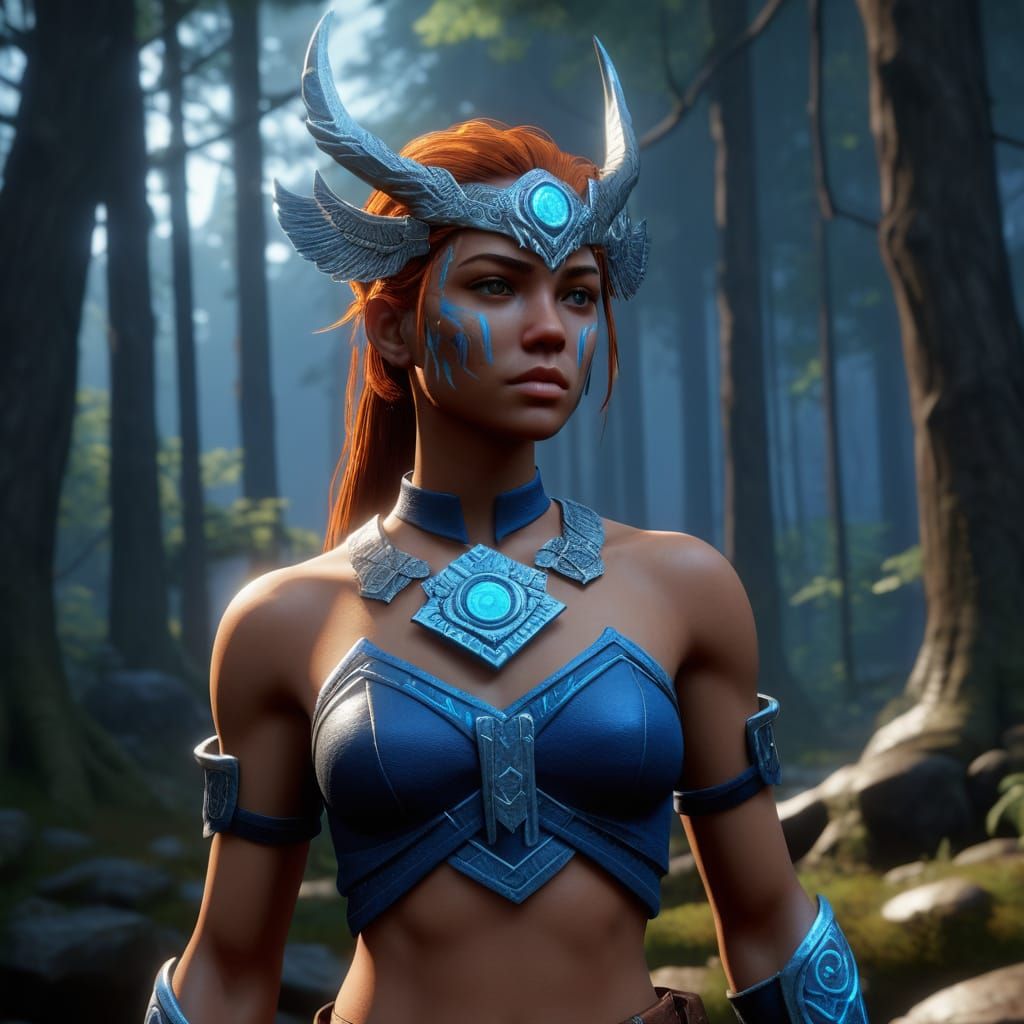 Ethereal Warrior in Mystical Forest, Artgerm Style