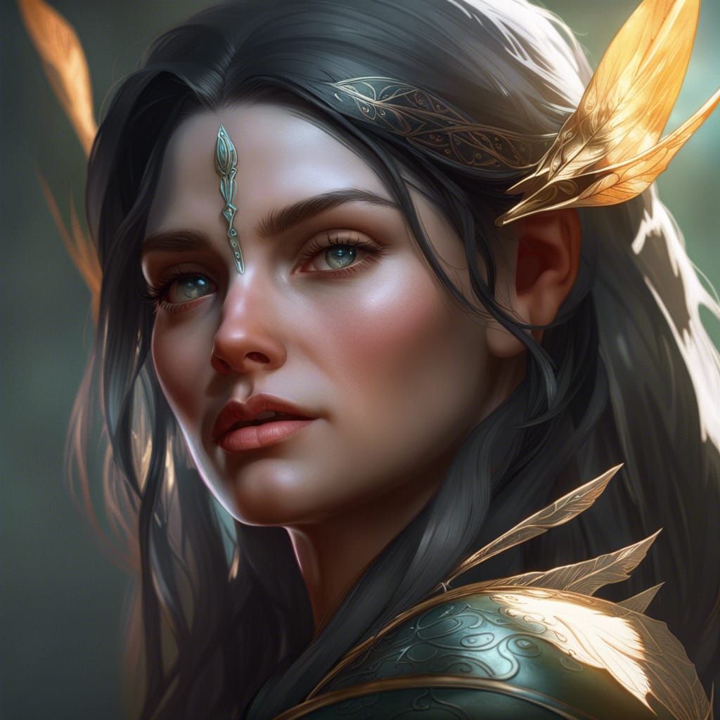 Elven Portrait in Shadow, Detailed Digital Art