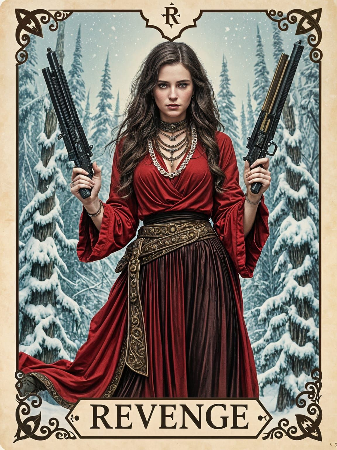 Lana Del Rey Holds Dual Pistols in Snowy Western Landscape