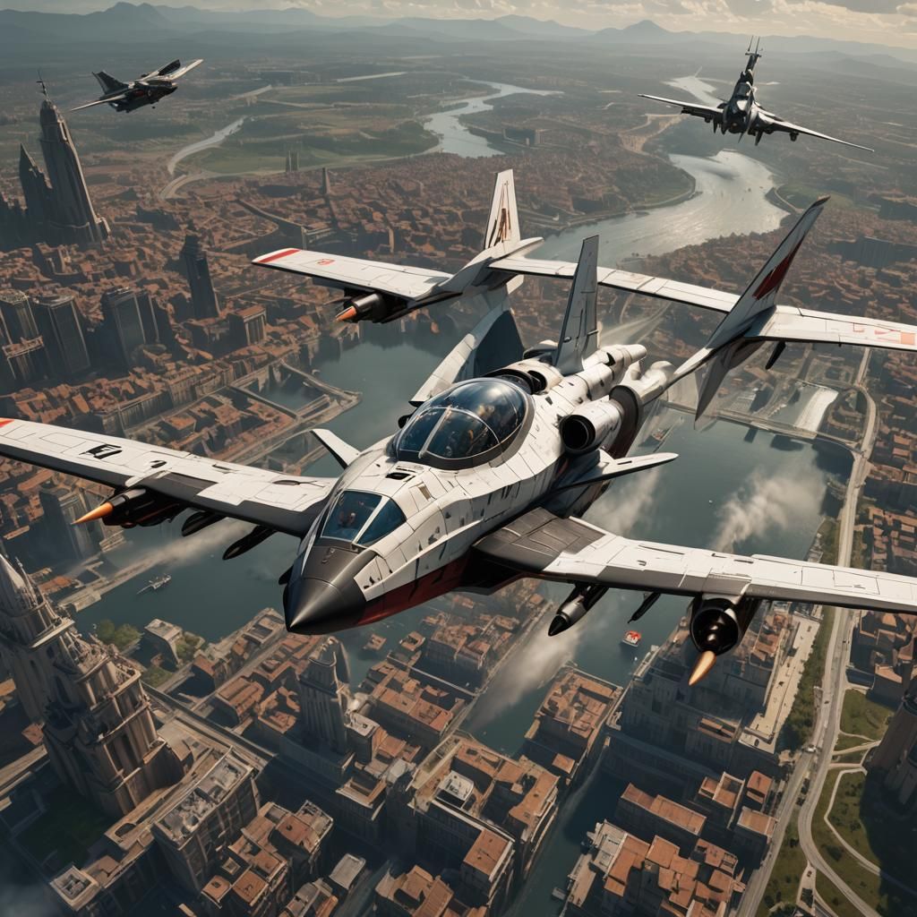 Pope Piloting F-117 Aircraft in Detailed Painting