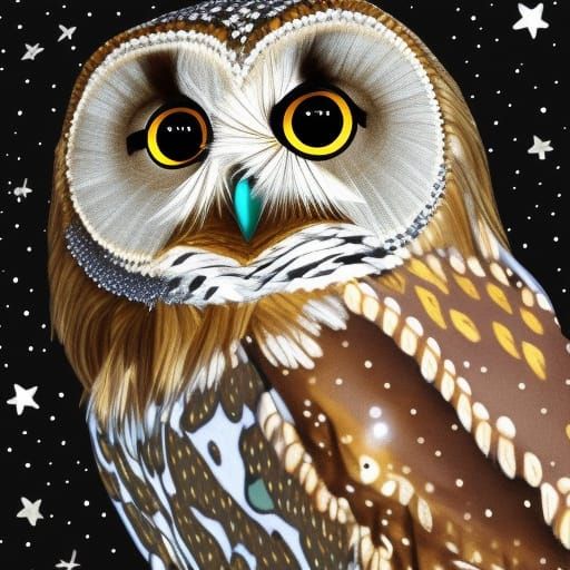 Majestic Tawny Owl Under Starry Night