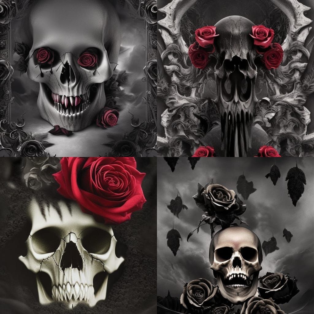 Vampire skull and Black roses