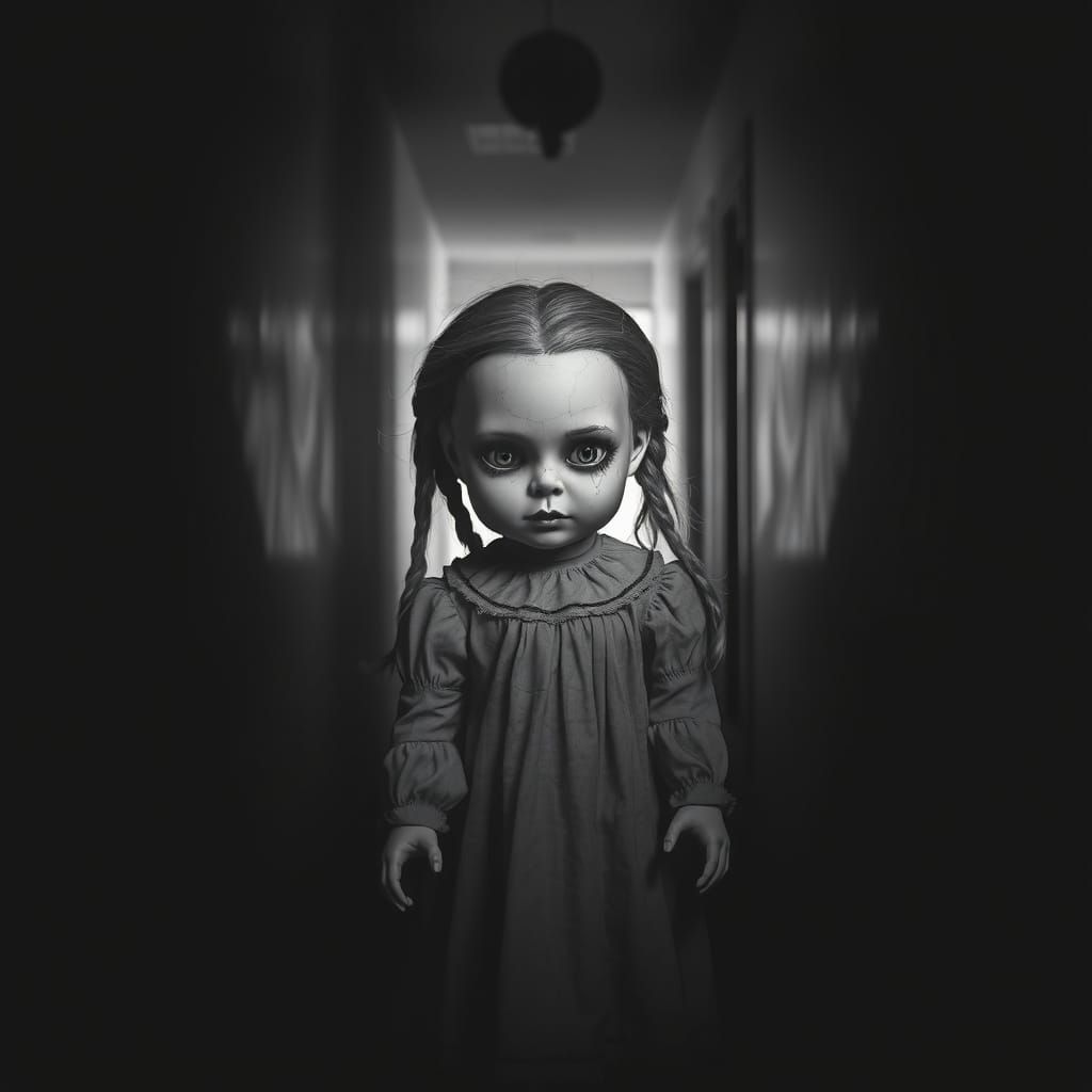 Haunted Annabelle Doll Portrait in Dark Gothic Style