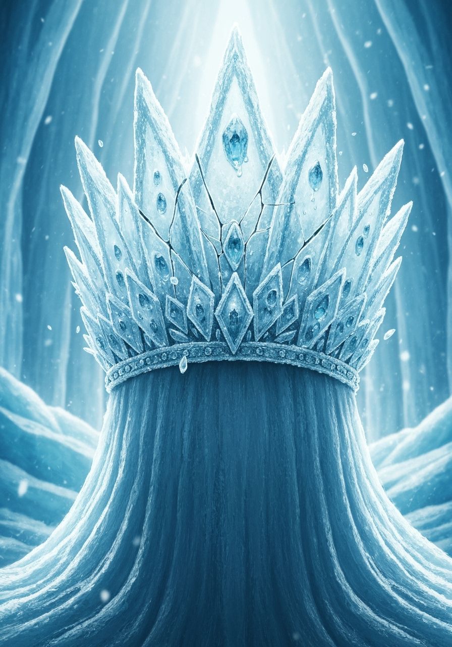 Winter Queen Wears Crown of Frozen Tears in Glacial Palace