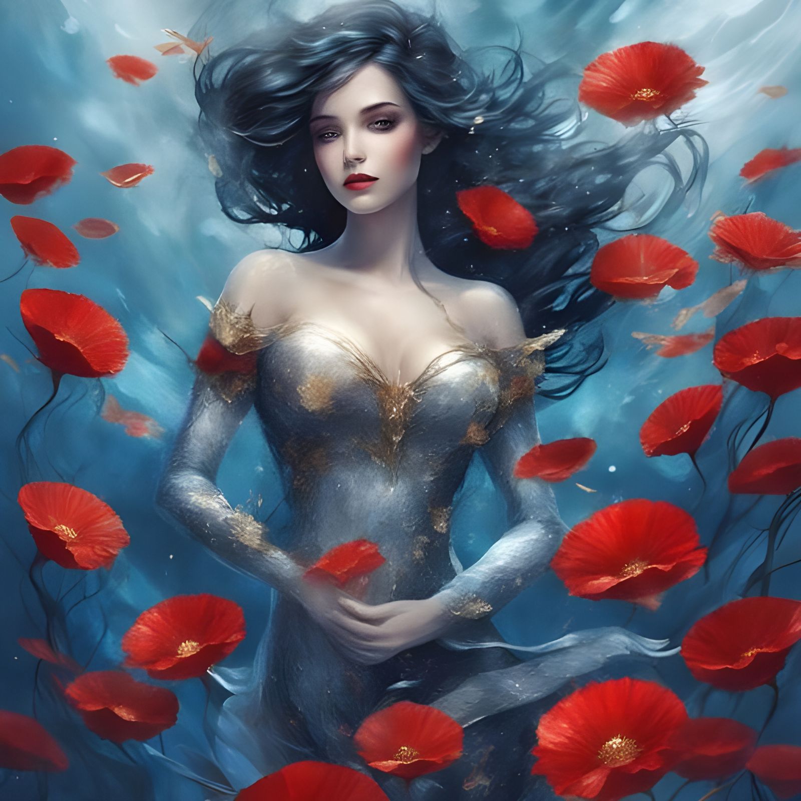 Gothic Mermaid Portrait in Dark Fantasy Style
